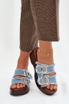 Dámské pantofle na platformě 100-486 Jeans modrá s černou - Joalice Paris jeans-sv.modrá 41