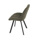 Židle jídelní, zelená látka, nohy černý kov