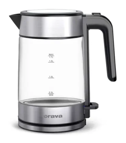 Orava VK-4018 černo-stříbrná / Skleněná varná konvice / 1.7L / 2200W / podsvícení (AD 1225)