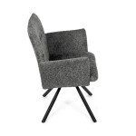 Židle jídelní, šedá látka, černý kov, otočný mechanismus 90°/90° (L/P) - funkce reset