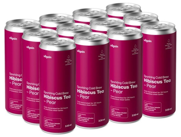 Vilgain Cold Brew ibiškový čaj – 12× hruška sycený 330 ml