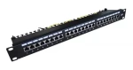 Patch panel 24x RJ-45 Cat.6 stíněný černý / Patch panel / 1U / 19" / LSA / kabelová lišta (DN-91624S-EC)