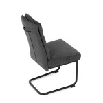 Židle jídelní, taštičkové pružiny v sedáku, madlo na opěráku, tmavě šedá látka, černý kov