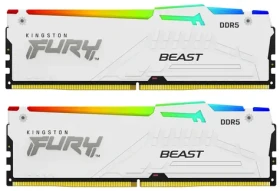 Kingston Fury Beast White RGB 64GB (2x32GB) DDR5 5200MHz / CL40 / DIMM / On-Die ECC / XMP / 1.25V (KF552C40BWAK2-64)