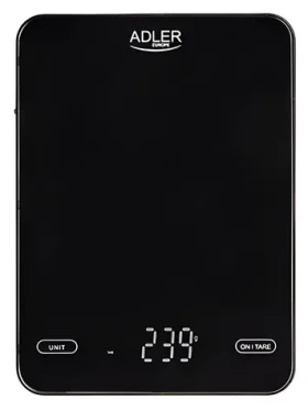 Adler AD 3177b černá / Kuchyňská váha / 10 kg / LED / TARE / sklo / Touch (AD 3177b)