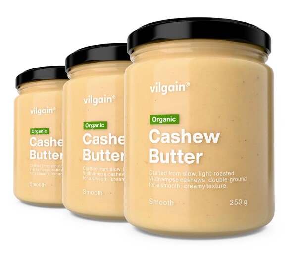 Vilgain Kešu máslo BIO – 3× jemné kešu oříšky 250 g