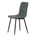 Židle jídelní, zelená látka, černé kovové nohy