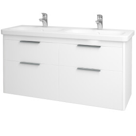 Dřevojas - Koupelnová skříňka ENZO SZZ4 130 - L01 Bílá vysoký lesk / L01 Bílá vysoký lesk 130190