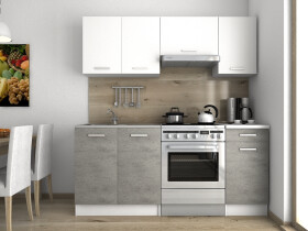 FRONTI Kuchyňská linka LUIZA 180x120 - Bílá + Beton