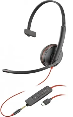 Poly Blackwire C3215 černá / Náhlavní souprava / mikrofon / jedno sluchátko / 3.5mm jack / USB-C (80S05A6)