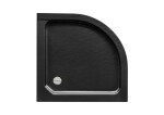 BESCO - Set čtvrtkruhový kout ZARYA BLACK + vanička ALEX STONE EFFECT - Barva rámu - Černá, Rozměr A - 90, Rozměr B - 90, Výplň - Čiré bezpečnostní sklo - 5 mm OLBZAAL90B