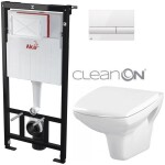 ALCADRAIN Sádromodul - předstěnový instalační systém s bílým tlačítkem M1710 + WC CERSANIT CLEANON CARINA + SEDÁTKO AM101/1120 M1710 CA1