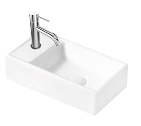 Kielle - Arkas I Umývátko 42x23 cm, bez přepadu, 1 otvor pro baterii vlevo, bílá 30611400L