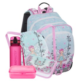 Školní batohový 5-dílný set Bagmaster ALFA 25 A VÍLA (batoh,penál,sáček na cvičky,box na svačinu,láhev)