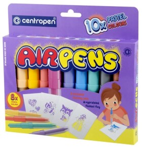 Centropen 1500 foukací fixy na papír pastelové sada 10 ks + 8 šablon