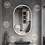 Erga Gwen, oválné LED zrcadlo 60x100cm v černém kovovém rámu, 3 barvy světla, přední osvětlení, vyhřívací podložka proti zapaření, ERG-V01-GWEN-… ERG-V01-GWEN-6010-BK