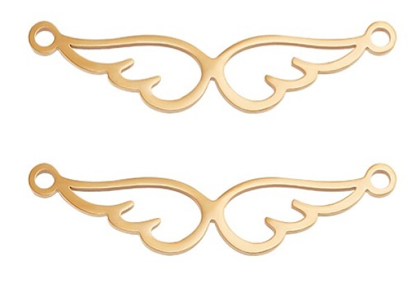 Mezidíl z nerezové oceli - křídla - 28,5 x 7 x 1 mm - 1 ks Barva: Zlatá