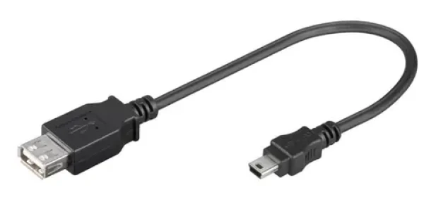 MicroConnect kabel USB2.0 A (F) - miniUSB B (M) 0.2m černá / 480Mbit/s (USBAFBM)