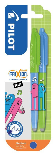 Gumovací roller FriXion Ball 07, Friends Ltd., R., BL, 2ks, sv.zelená/nebeská modř, FUN