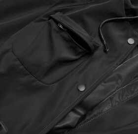 Černý dlouhý kabát páskem (AG5-019) černá XXL (44)