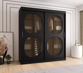 Šatní skříň Abi Bahrajn 2 Rozměry: 180 cm, Barva korpusu + barva dveří: Černá + Černá
