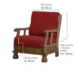 Super strečové potahy NIAGARA cihlová křeslo s dřevěnými rukojeťmi (š. 50 - 80 cm)