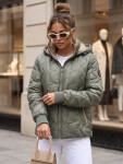 Dámská přechodová bunda s odnímatelnou kapucí, zelená, FashionStreet TY5778 XXL