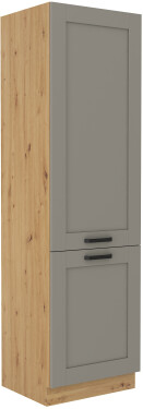 Vysoká skříňka na vestavnou lednici Luna 60 LO-210 2F Barva korpusu: Dub artisan, Barva dvířek: Dust Grey