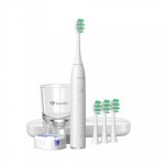 TrueLife SonicBrush GL UV bílá / Sonický zubní kartáček / 80 000 kmitů / 4 hlavice / nabíjecí sklenice / UV sterilizátor (TLSBGLUV)