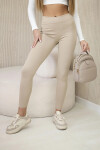 Dámské žebrované legíny s vysokým pasem béžový UNI