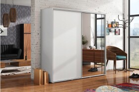 Šatní skříň Ska A20 XL Barva korpusu: Bílá, Rozměry: 150 cm, Dveře: Čokoláda