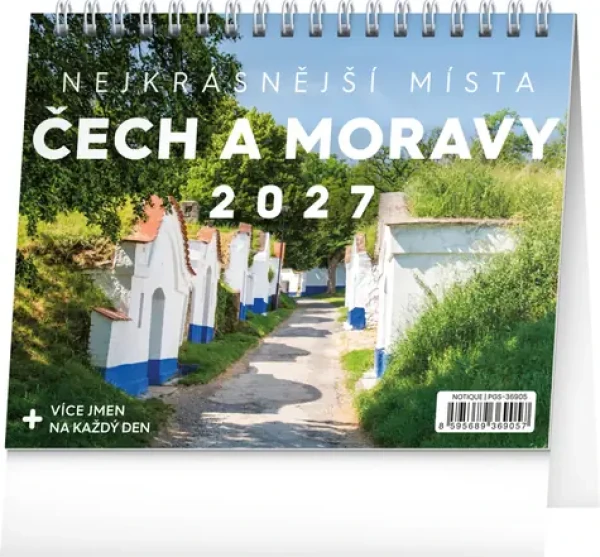 NOTIQUE Kalendář Nejkrásnější místa Čech a Moravy 2027 / Stolní kalendář / 16,5 x 13 cm