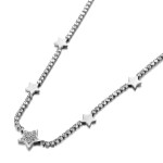 Ocelový choker náhrdelník Patricia - chirurgická ocel, hvězdy, Stříbrná 38 cm + 5 cm (prodloužení)