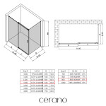 CERANO - Sprchový kout Santoro L/P - 8 mm - černá matná, transparentní sklo - 130x90x195 - posuvný CER-8050BD7332