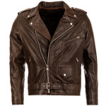 Pánská Kožená Bunda Křivák Professional Brown Brixton Hnědá Velikost: 8XL