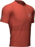 Běžecké tričko Compressport TRAIL HALF-ZIP FITTED SS TOP RED CLAY Velikost textilu: S