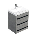 Koupelnová skříňka s černou úchytkou a umyvadlem SAT Cube Way 60x76,5x46 cm beton mat CUBE46C603BEVER CUBE46C603BEVER