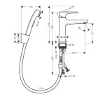 HANSGROHE - Metropol Umyvadlová baterie s výpustí Push-Open a ruční sprchou Bidette, chrom 32522000