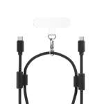 Epico šňůrka na telefon s USB-C na USB-C kabelem 80-145cm černá (9915101300276)