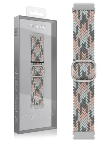 Aligator Řemínek textilní 20mm / růžovo-šedý (20AW0017)