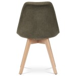 Židle jídelní, hnědá látka, nohy bukové dřevo