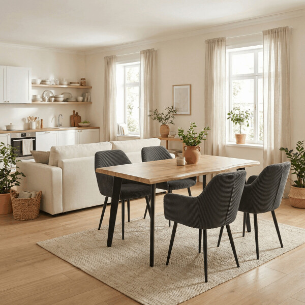 Jídelní židle, šedá, manšestrová látka, DCH-V4009 GREY6