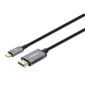 Manhattan adaptérový kabel USB-C na HDMI 4K 60Hz černý / Kabel / USB-C - HDMI / 3840 x 2160 px / 60 Hz / 1 m (153591)