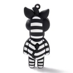 Plastový přívěsek na klíče- zebra - 69 x 28 x 20 mm - 1 ks