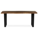 Stůl jídelní, 180x90x75 cm, MDF deska, dekor staré dřevo, kovová nohy ve tvaru U, černý matný lak