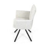 Židle jídelní, krémová látka, černý kov, otočný mechanismus 90°/90° (L/P) - funkce reset