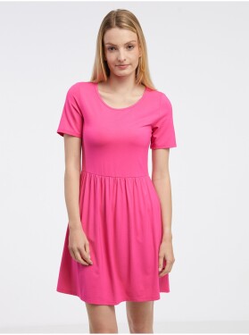 Tmavě růžové dámské basic šaty Pieces Taliva - Dámské
