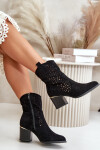 Průsvitné kotníčkové boty na podpatku z ekologického semiše, zapínající se na zip černé Sevana 40