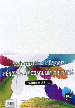 Pěnovka třpytivá A4, tl. ca 2mm - bílá, 10ks