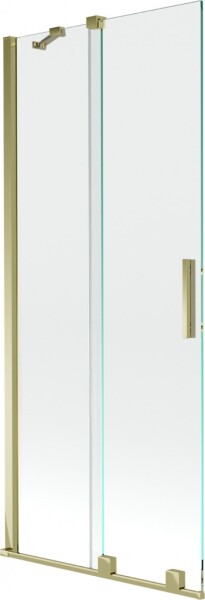 MEXEN/S - Velar Dvoukřídlá posuvná vanová zástěna 85 x 150 cm, transparent, zlatá 896-085-000-01-50